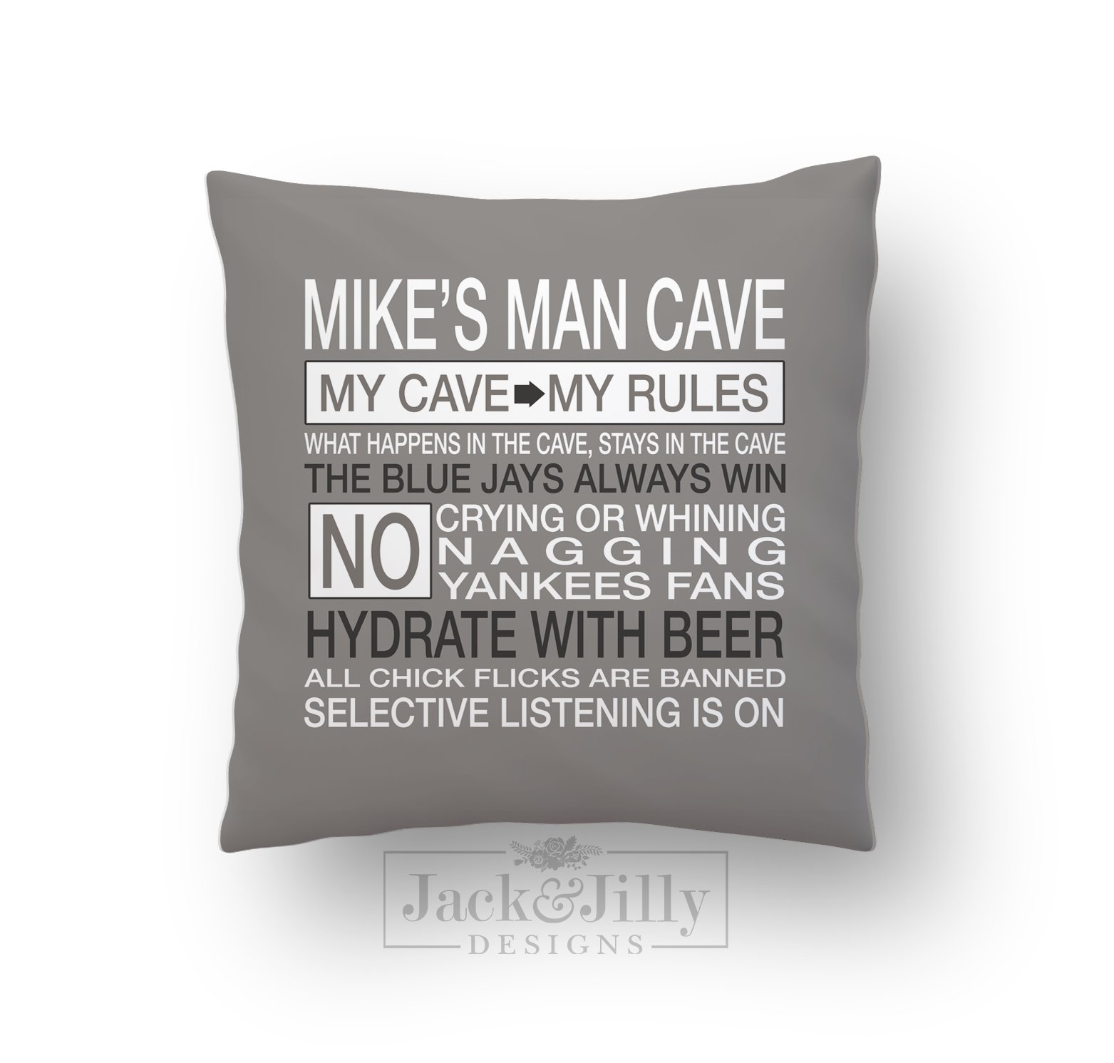 Man Cave Rules Pillow Jack Jilly Designs